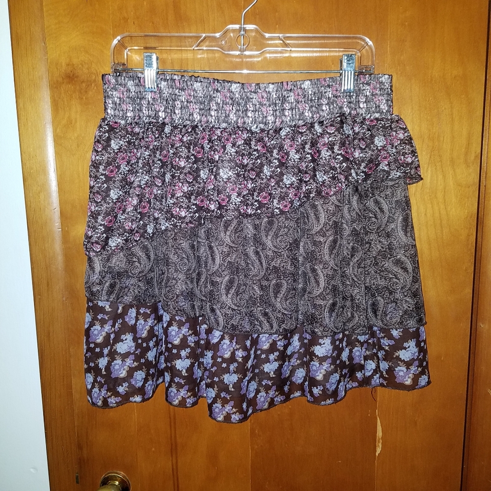 Maurice's Stretchy Brown Floral Layered Sk…